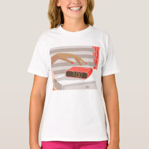 Womens die de wekker in de hand drukken t-shirt