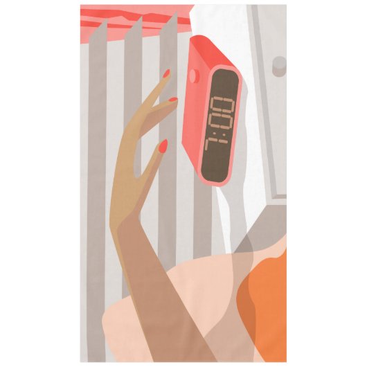 Womens die de wekker in de hand drukken tafelkleed (Voorkant)