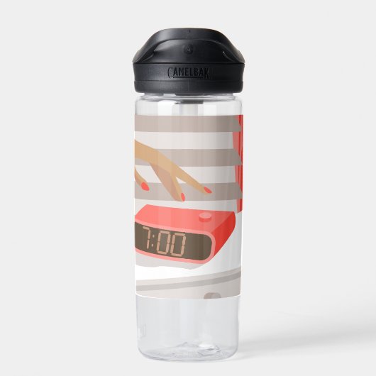 Womens die de wekker in de hand drukken waterfles (Achterkant)