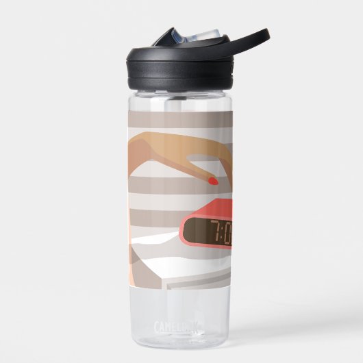 Womens die de wekker in de hand drukken waterfles (Links)