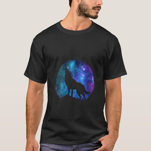Womens die wolf onder de volle maan met pl t-shirt (Voorkant)