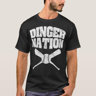 Womens Dinger Nation Funny Fastpitch Softball VNec T-shirt