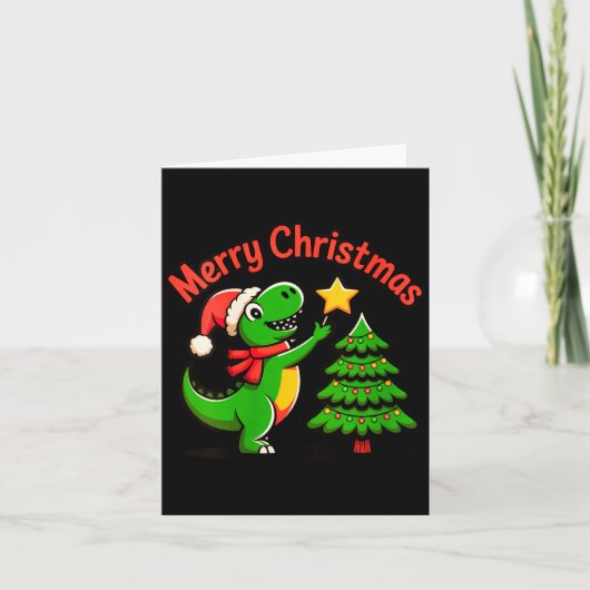 Womens Dinosaur Christmas Merry Christmas T-rex De Kaart (Voorkant)