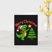 Womens Dinosaur Christmas Merry Christmas T-rex De Kaart (Gele Bloem)