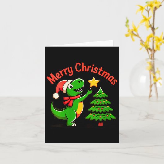 Womens Dinosaur Christmas Merry Christmas T-rex De Kaart (Gele Bloem)