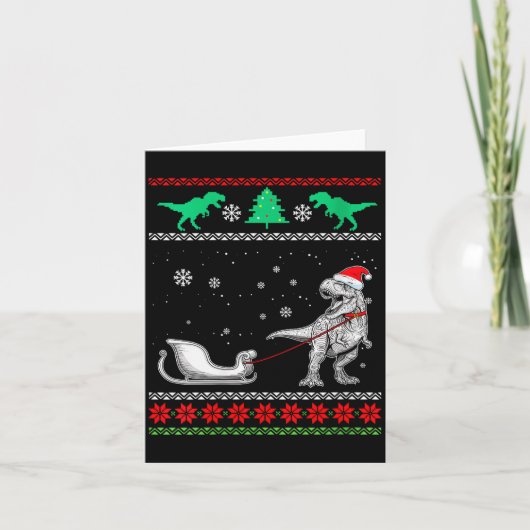 Womens Dinosaur Sleigh Merry Christmas Ugly Christ Kaart (Voorkant)