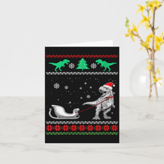Womens Dinosaur Sleigh Merry Christmas Ugly Christ Kaart (Gele Bloem)