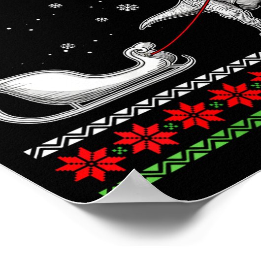 Womens Dinosaur Sleigh Merry Christmas Ugly Christ Poster (Hoek)