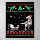 Womens Dinosaur Sleigh Merry Christmas Ugly Christ Poster (Voorkant)