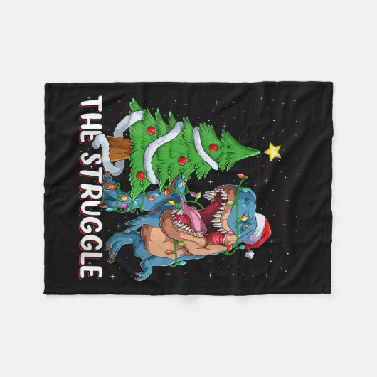 Womens Dinosaur Xmas Lights Funny T-rex Dino Men B Fleece Deken (Voorkant (Horizontaal))