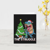 Womens Dinosaur Xmas Lights Funny T-rex Dino Men B Kaart (Gele Bloem)