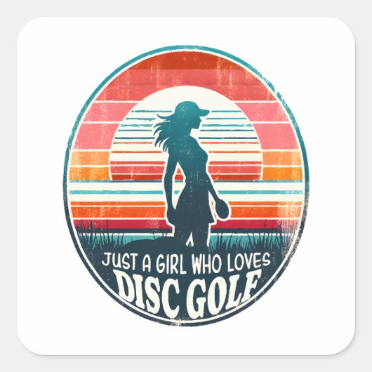 Womens Disc Golf - Frisbee Golf Vrouw Vierkante Sticker (Voorkant)