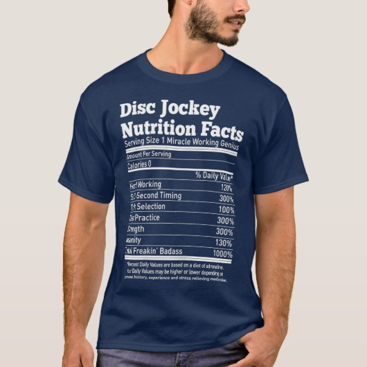 Womens Disc Jockey Nutritional Facts Grappige DJ T-shirt (Voorkant)