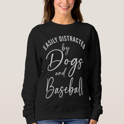 Womens Distracted by Dogs And Baseball  Graphic Do Trui (Voorkant)