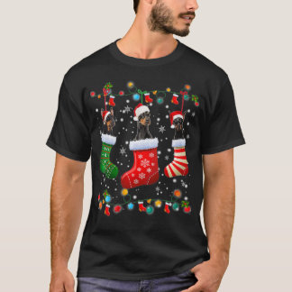 Womens Doberman-Sokken voor kerstmis Funny Xmas Pa T-shirt