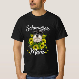 Womens Dog Mom Day Gift Sunflower Schnauzer T-shirt
