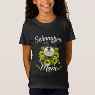 Womens Dog Mom Day Gift Sunflower Schnauzer T-shirt