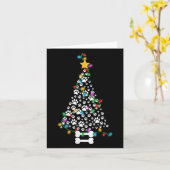 Womens Dog Paw Christmas Tree Lights Funny Puppy D Kaart (Gele Bloem)