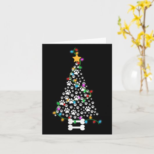 Womens Dog Paw Christmas Tree Lights Funny Puppy D Kaart (Gele Bloem)