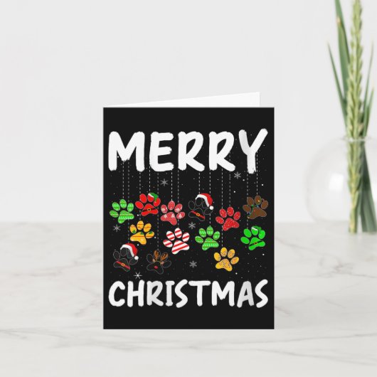 Womens Dog Paw Merry Christmas Pajamas Puppy Dog L Kaart (Voorkant)