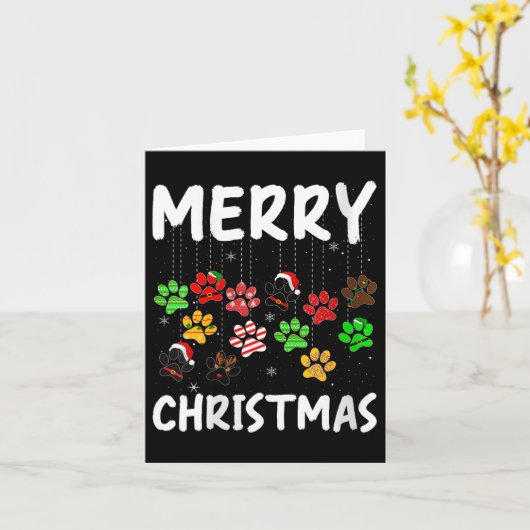 Womens Dog Paw Merry Christmas Pajamas Puppy Dog L Kaart (Gele Bloem)