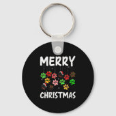Womens Dog Paw Merry Christmas Pajamas Puppy Dog L Sleutelhanger (Voorkant)