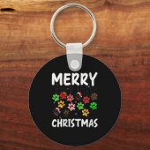 Womens Dog Paw Merry Christmas Pajamas Puppy Dog L Sleutelhanger (Voorkant)