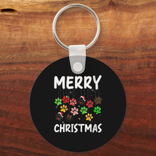 Womens Dog Paw Merry Christmas Pajamas Puppy Dog L Sleutelhanger (Voorkant)