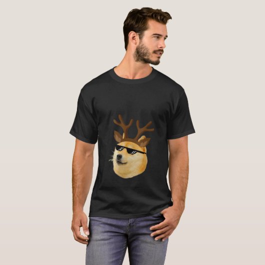 Womens Dogecoin Christmas Shiba Inu Meme Dog with T-shirt (Voorkant volledig)