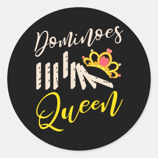Womens Dominoes Queen Funny Game Dominoes Player  Ronde Sticker (Voorkant)