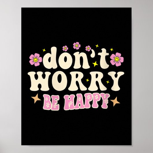 Womens Don't Worry We Be Happy Groovy Retro 70s Mo Poster (Voorkant)