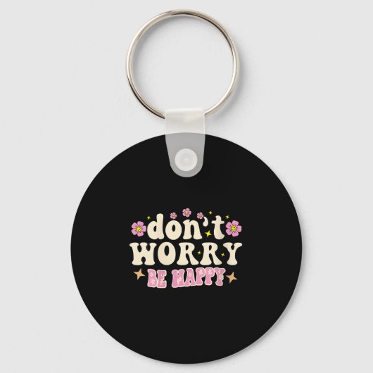 Womens Don't Worry We Be Happy Groovy Retro 70s Mo Sleutelhanger (Voorkant)