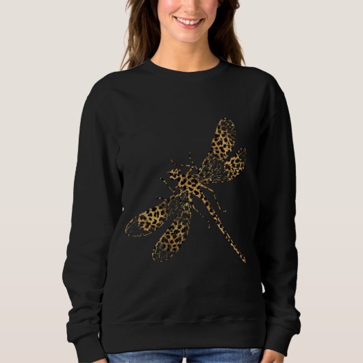 Womens Dragonfly Leopard Print T-shirt | Uniek (Voorkant)