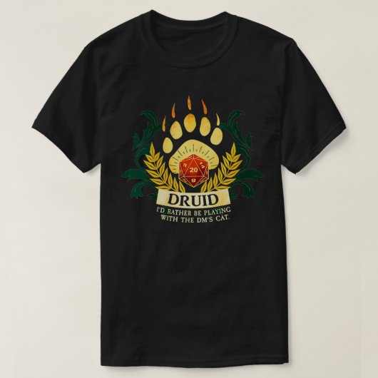 Womens Druid Class D20 Tabletop Dungeons RPG Drago T-shirt (Design voorkant)