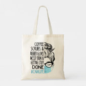 Womens Dy Coffee Scrubs en Rubber Glove Messy Bu Tote Bag (Achterkant)