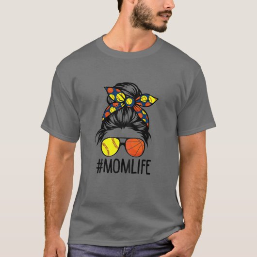 Womens Dy Ma Life Softball Basketball Moederdag T-shirt (Voorkant)