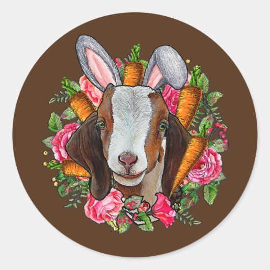 Womens Easter Bunny Goat Funny Farmer Easter Goat Ronde Sticker (Voorkant)