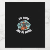 Womens Eat Drink And Be Scary Halloween Modern Wijn Etiket (Enkel label)