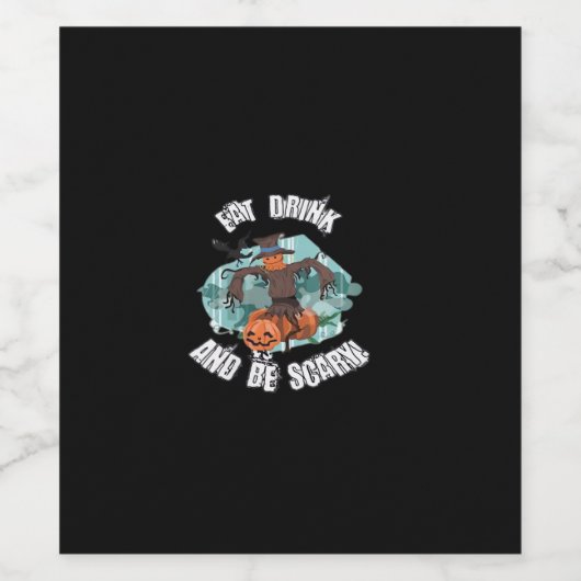 Womens Eat Drink And Be Scary Halloween Modern Wijn Etiket (Enkel label)