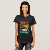 Womens Eat Sleep Fencing Herhaling Sword Saber Epe T-shirt (Voorkant volledig)