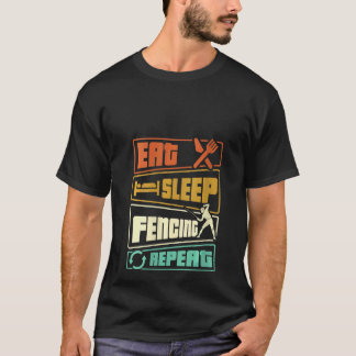 Womens Eat Sleep Fencing Herhaling Sword Saber Epe T-shirt