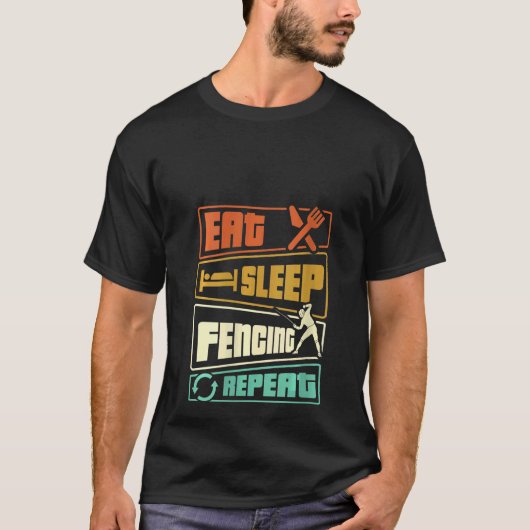 Womens Eat Sleep Fencing Herhaling Sword Saber Epe T-shirt (Voorkant)
