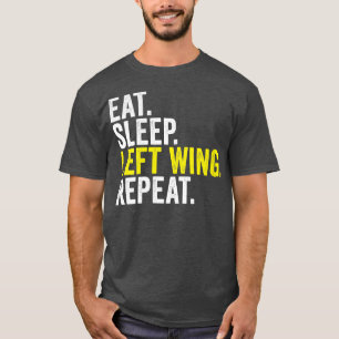 Womens Eat Sleep left Wing Herhaal Funny Rugby Win T-shirt