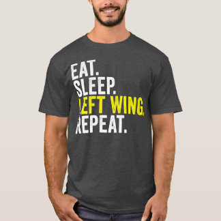 Womens Eat Sleep left Wing Herhaal Funny Rugby Win T-shirt