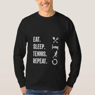 Womens Eat Sleep Tennis Herhalen Funny Sport Game T-shirt