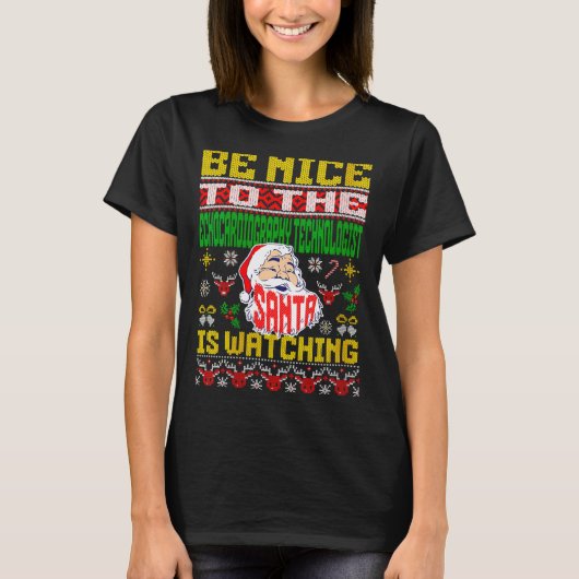 Womens Echocardiography Tech Christmas Ugly Sweate T-shirt (Voorkant)