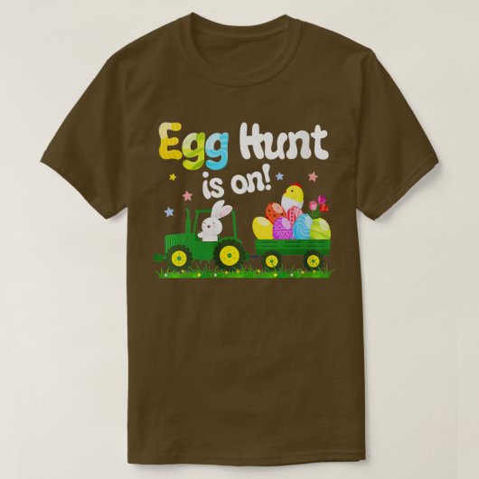 Womens Egg Hunt is op tractor Funny Paashaas B T-shirt (Design voorkant)