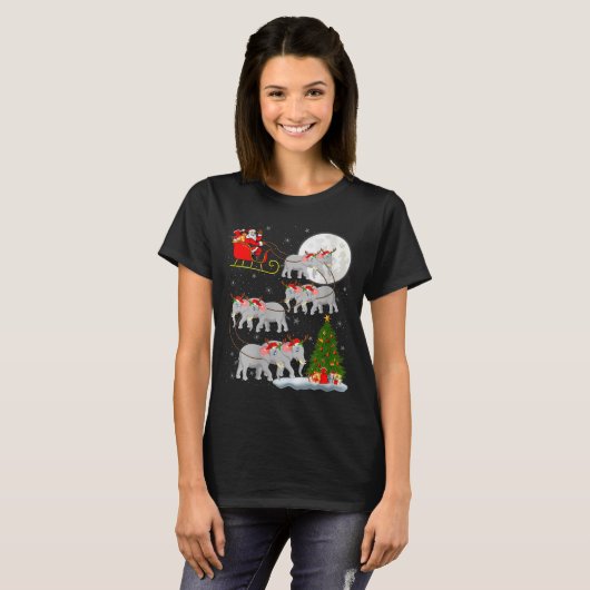 Womens Elephant Santa Sleigh Flying Funny Magical  T-shirt (Voorkant volledig)