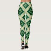 Women's Emerald Green Diamond Geometric Leggings (Achterkant)