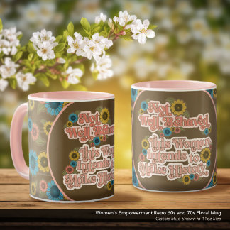 Women's Empowerment Retro jaren 60 en 70 Bloemen Mok